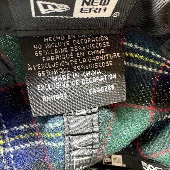 New Era 59Fifty Harry Potter Hogwarts Plaid Fitted Cap Size 7 1/2 New Green Wool - Picture 9 of 9